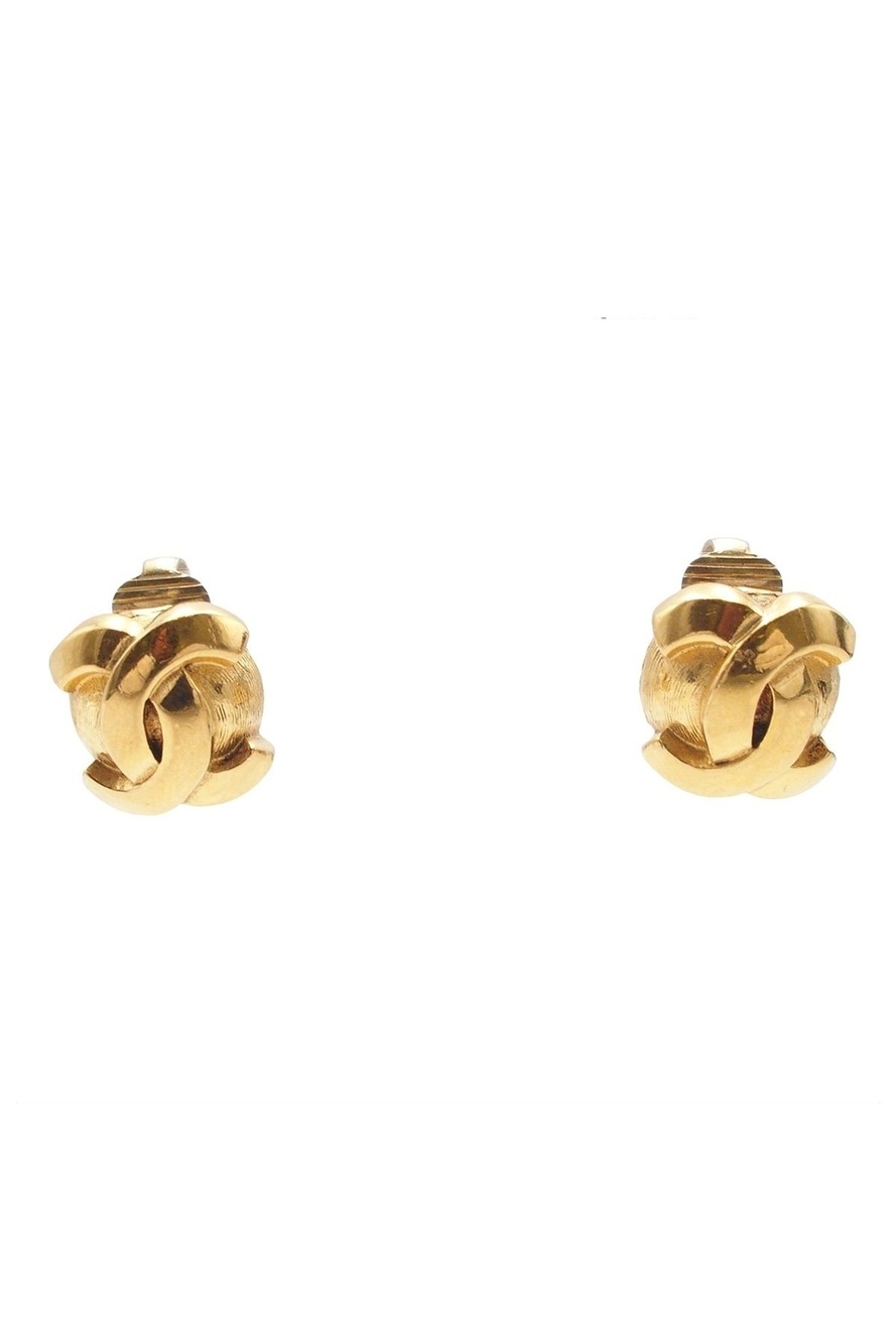 Chanel Earrings Gold Metal CC Logo Costume